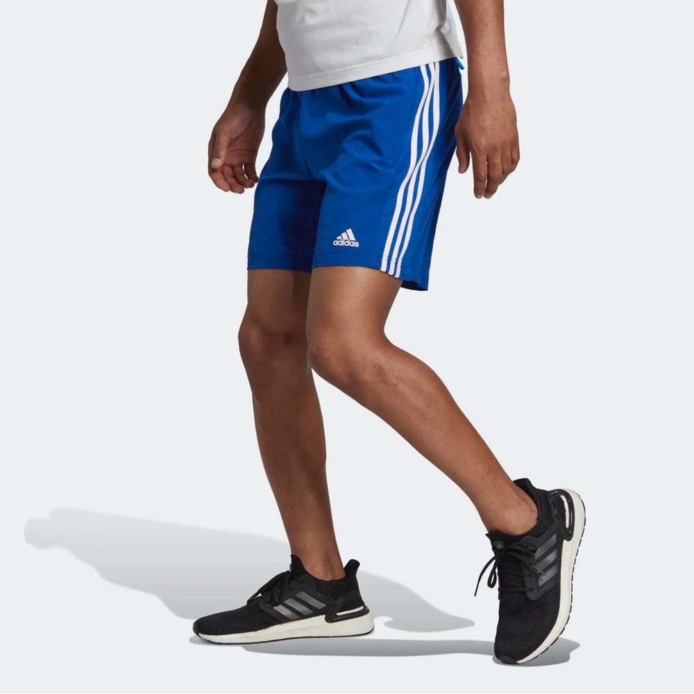 adidas Men's Royal Blue Athletic Shorts with White Stripes